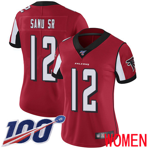 Atlanta Falcons Limited Red Women Mohamed Sanu Home Jersey NFL Football #12 100th Season Vapor Untouchable->women nfl jersey->Women Jersey